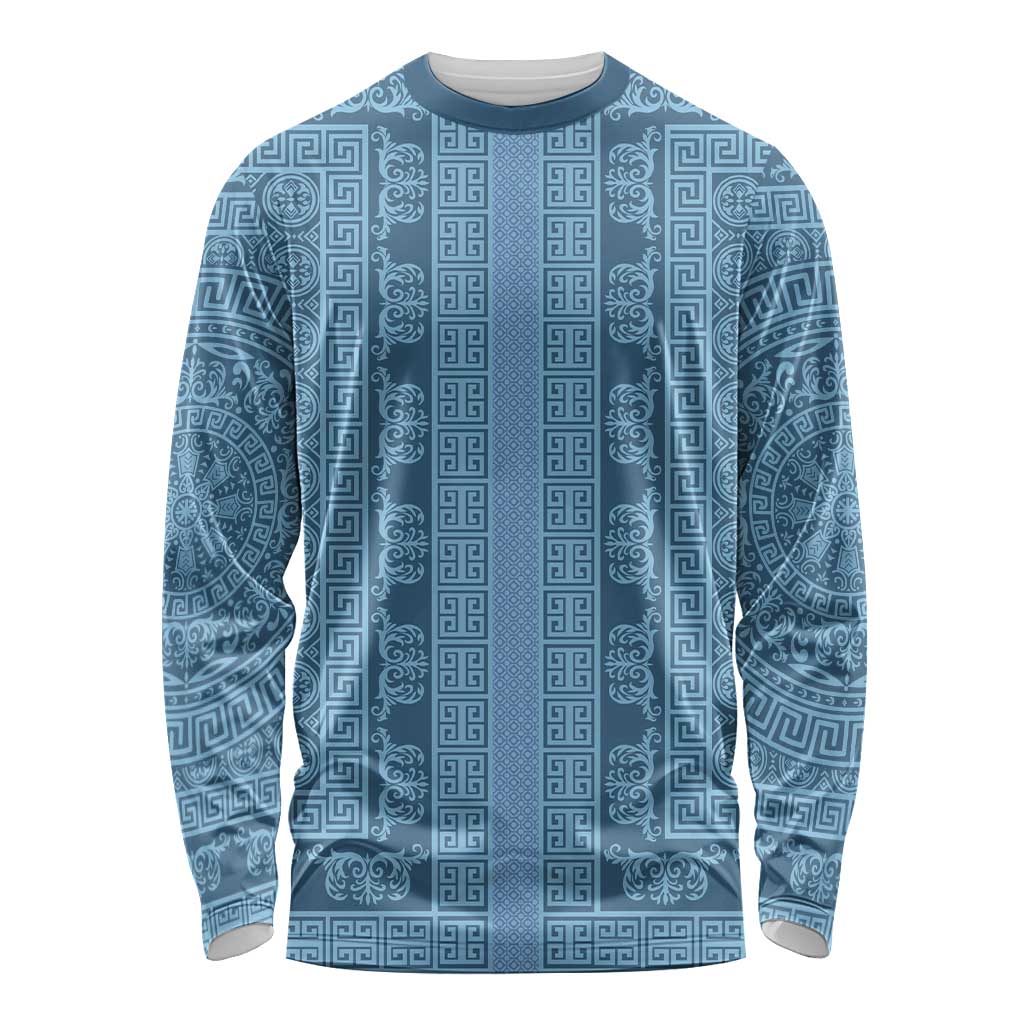 Greek Key Pattern Long Sleeve Shirt Ancient Meander Geometric Art