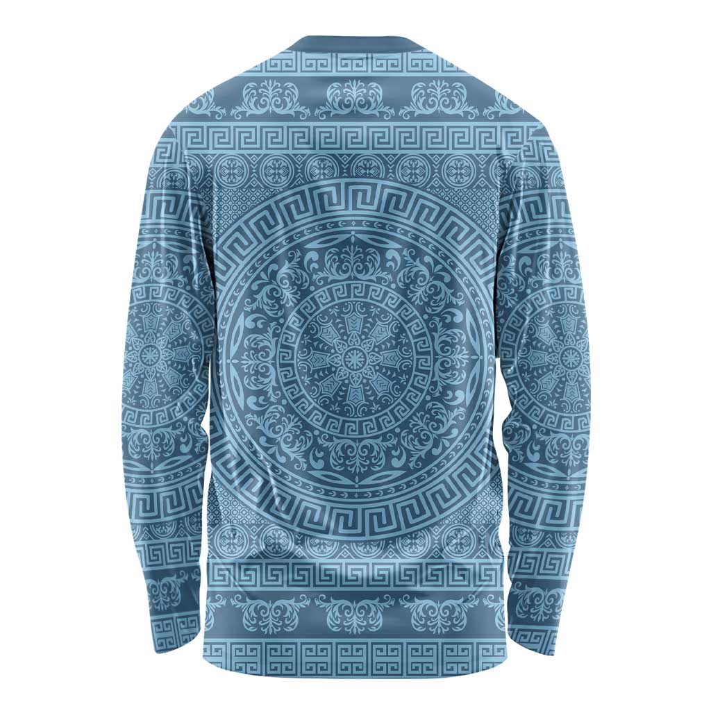Greek Key Pattern Long Sleeve Shirt Ancient Meander Geometric Art
