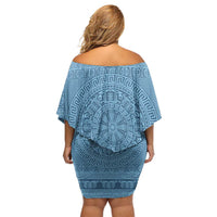Greek Key Pattern Off Shoulder Short Dress Ancient Meander Geometric Art