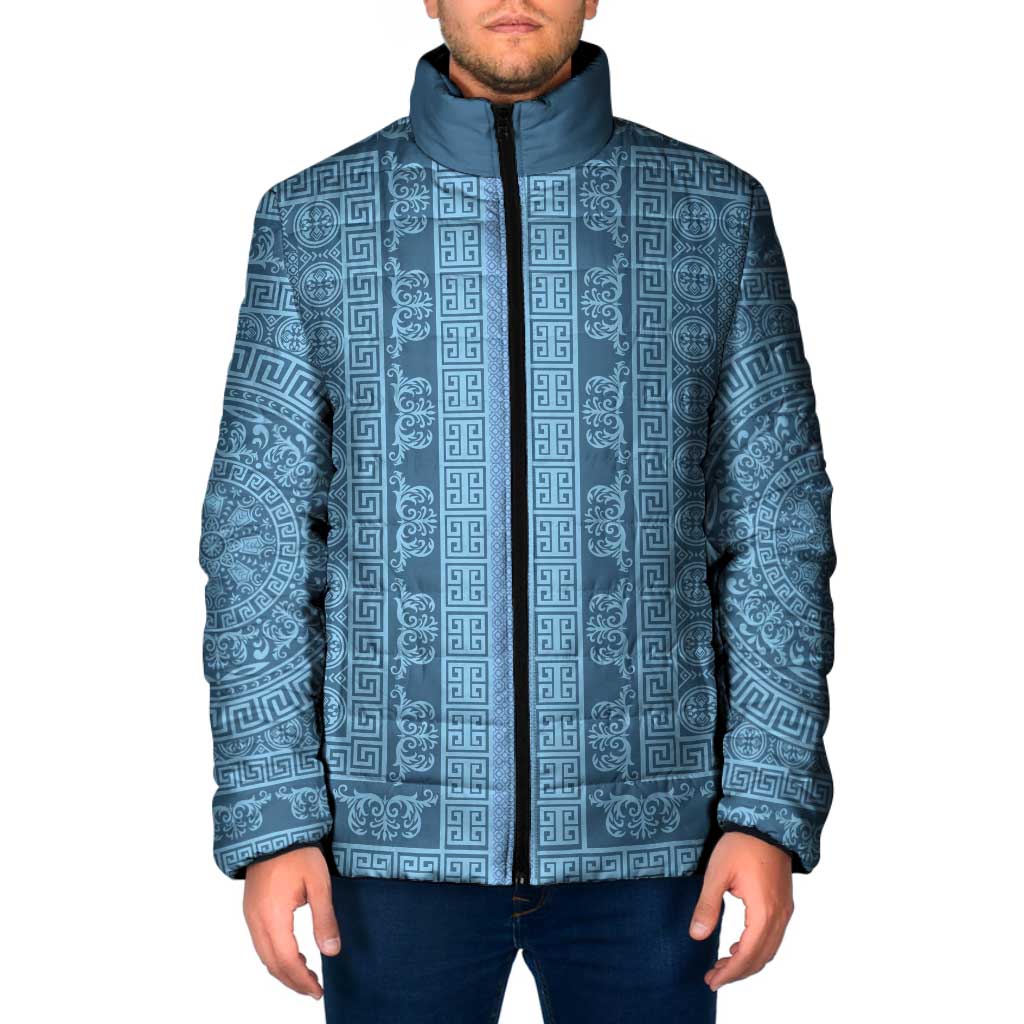 Greek Key Pattern Padded Jacket Ancient Meander Geometric Art