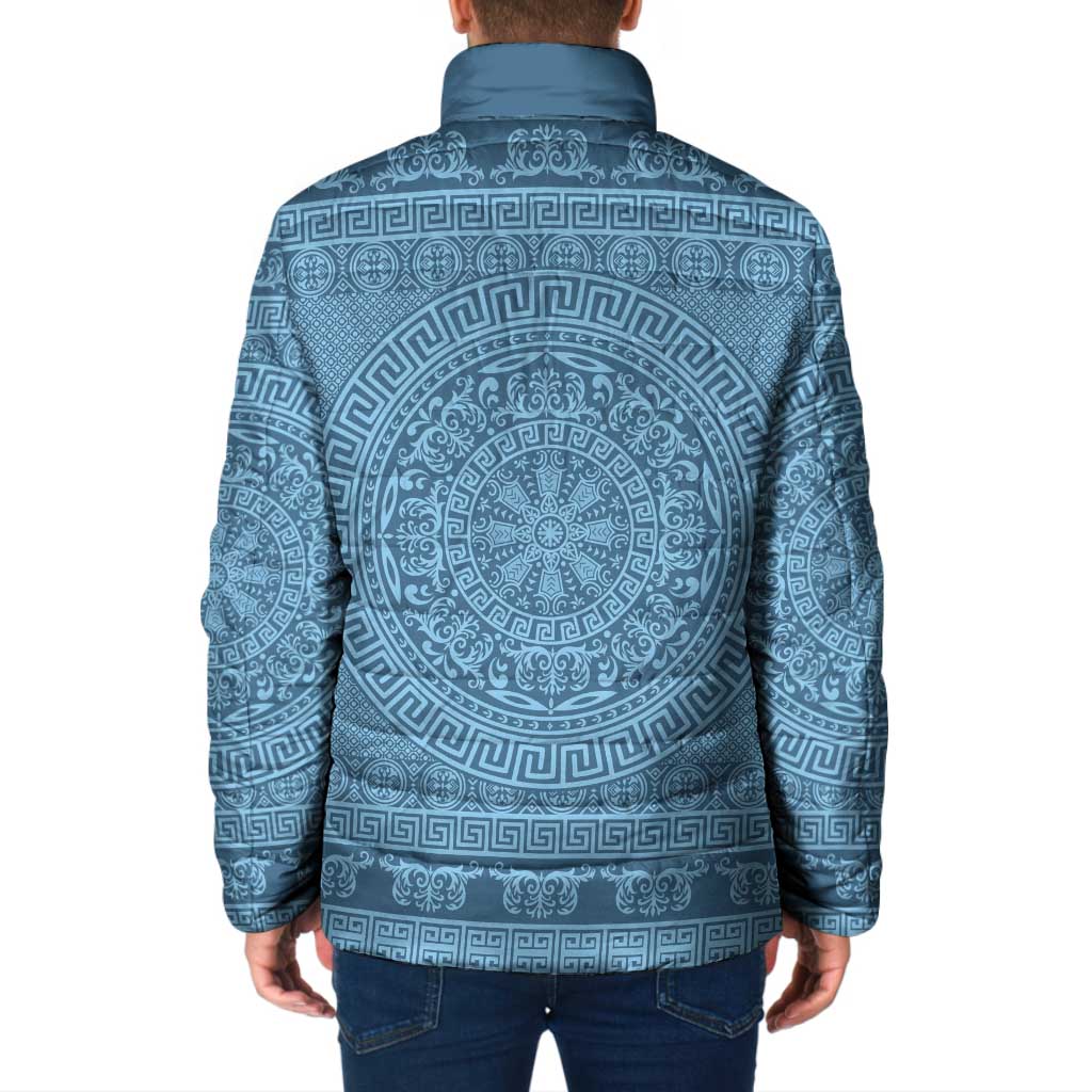 Greek Key Pattern Padded Jacket Ancient Meander Geometric Art
