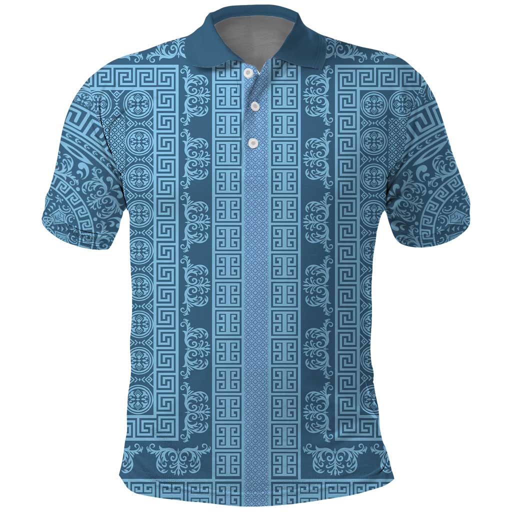 Greek Key Pattern Polo Shirt Ancient Meander Geometric Art