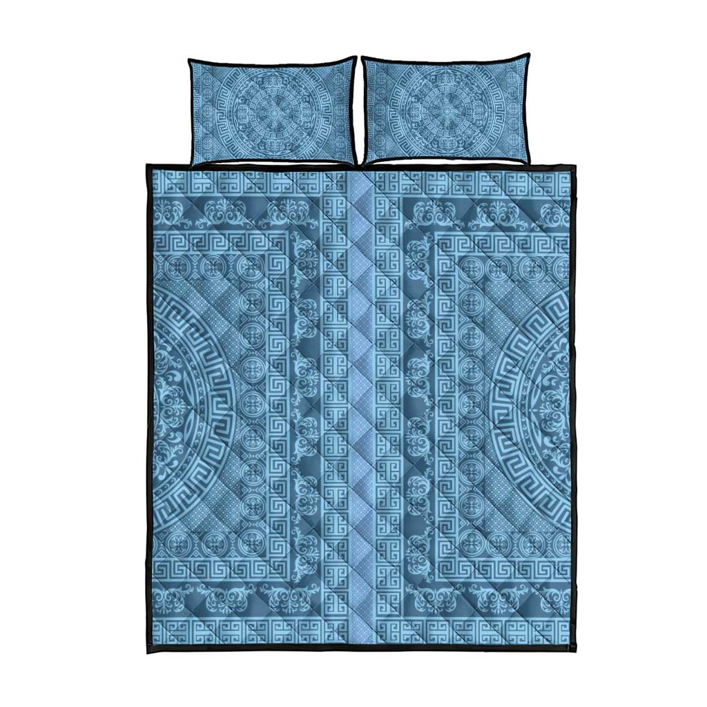 Greek Key Pattern Quilt Bed Set Ancient Meander Geometric Art
