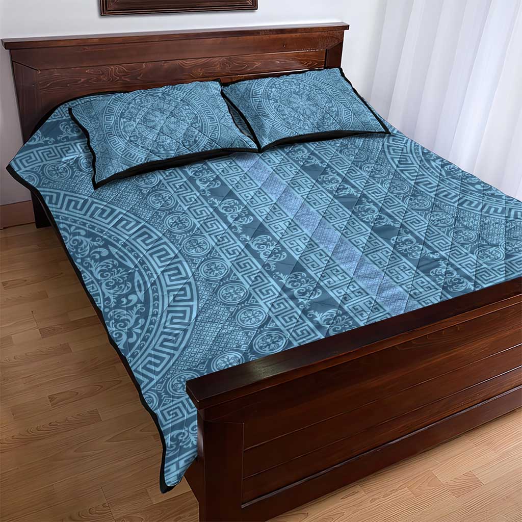 Greek Key Pattern Quilt Bed Set Ancient Meander Geometric Art