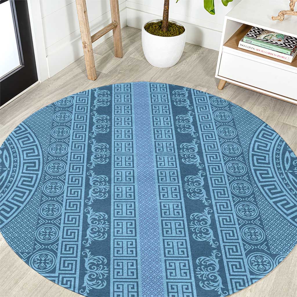 Greek Key Pattern Round Carpet Ancient Meander Geometric Art