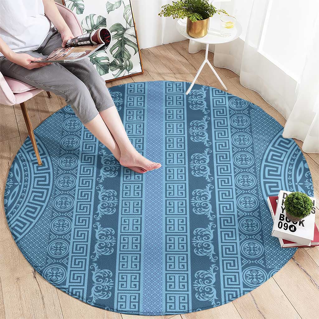 Greek Key Pattern Round Carpet Ancient Meander Geometric Art