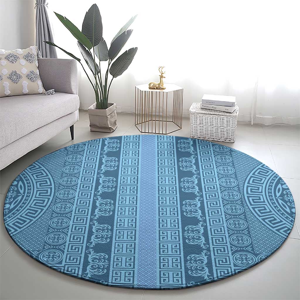 Greek Key Pattern Round Carpet Ancient Meander Geometric Art