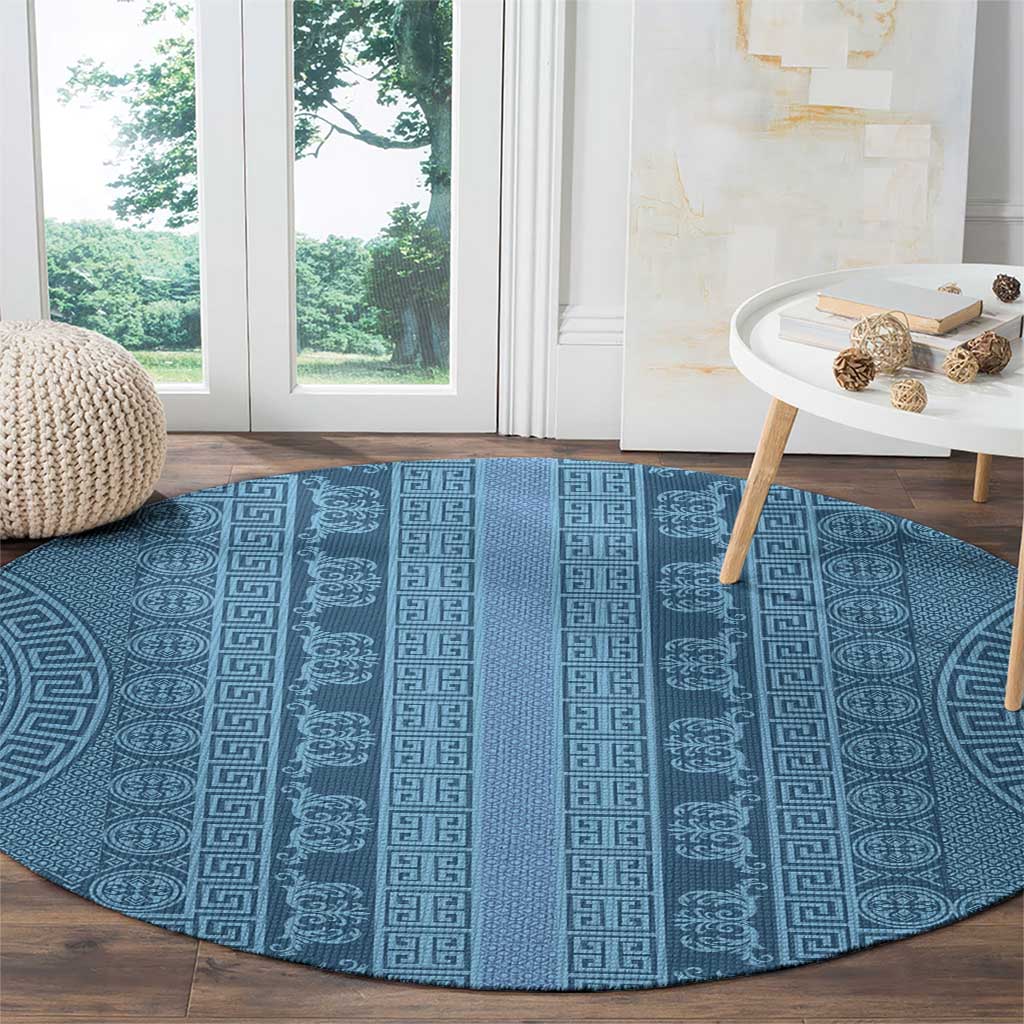 Greek Key Pattern Round Carpet Ancient Meander Geometric Art