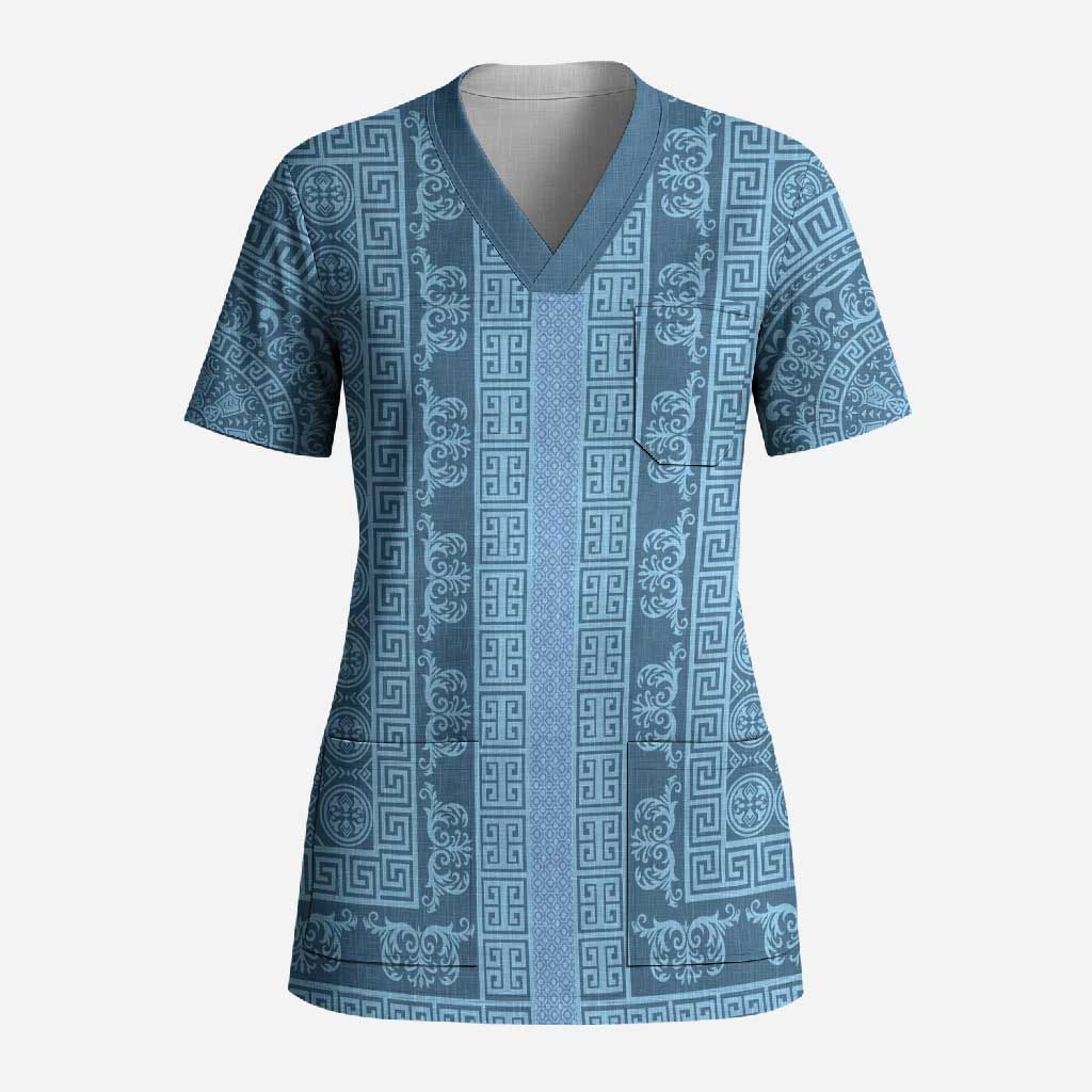 Greek Key Pattern Scrub Top Ancient Meander Geometric Art