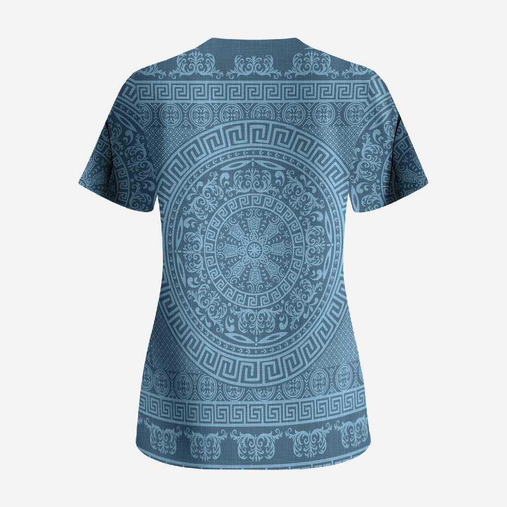 Greek Key Pattern Scrub Top Ancient Meander Geometric Art