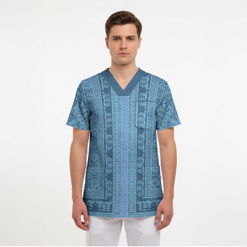 Greek Key Pattern Scrub Top Ancient Meander Geometric Art