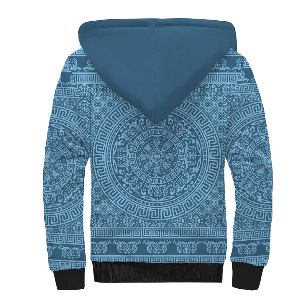 Greek Key Pattern Sherpa Hoodie Ancient Meander Geometric Art