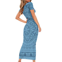 Greek Key Pattern Short Sleeve Bodycon Dress Ancient Meander Geometric Art