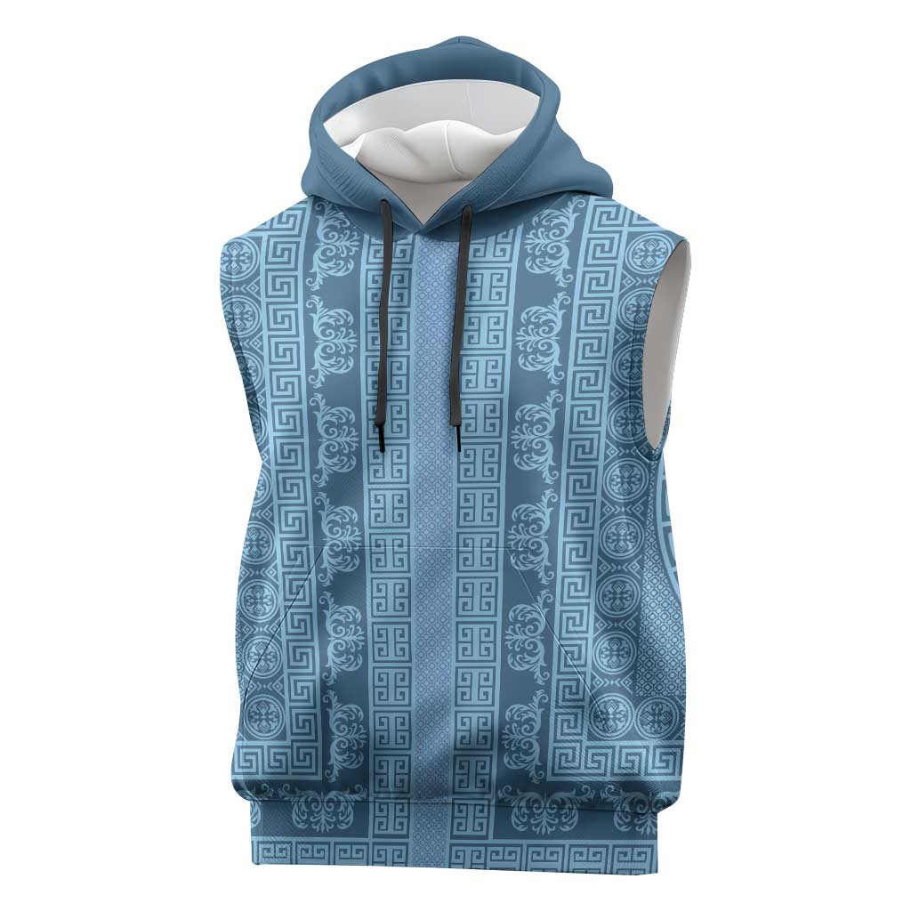 Greek Key Pattern Sleeveless Hoodie Ancient Meander Geometric Art