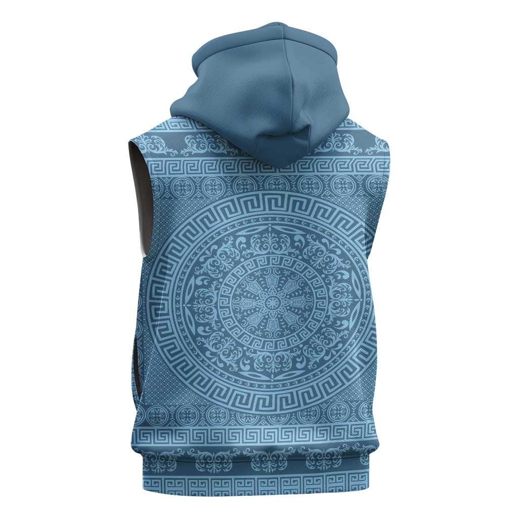 Greek Key Pattern Sleeveless Hoodie Ancient Meander Geometric Art