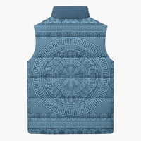 Greek Key Pattern Sleeveless Puffer Jacket Ancient Meander Geometric Art