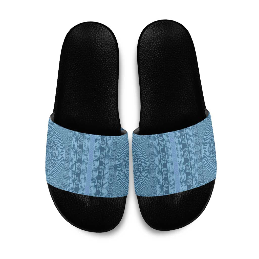 Greek Key Pattern Slide Sandals Ancient Meander Geometric Art