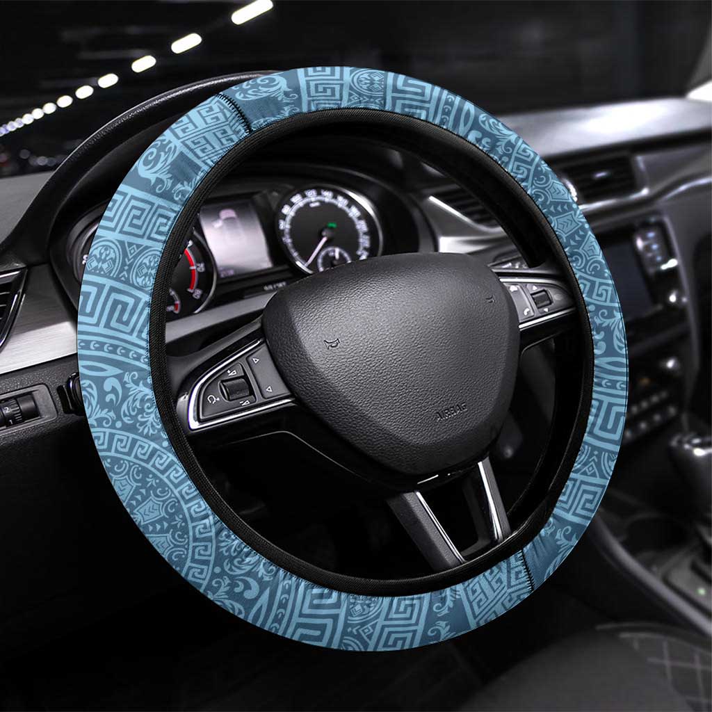 Greek Key Pattern Steering Wheel Cover Ancient Meander Geometric Art