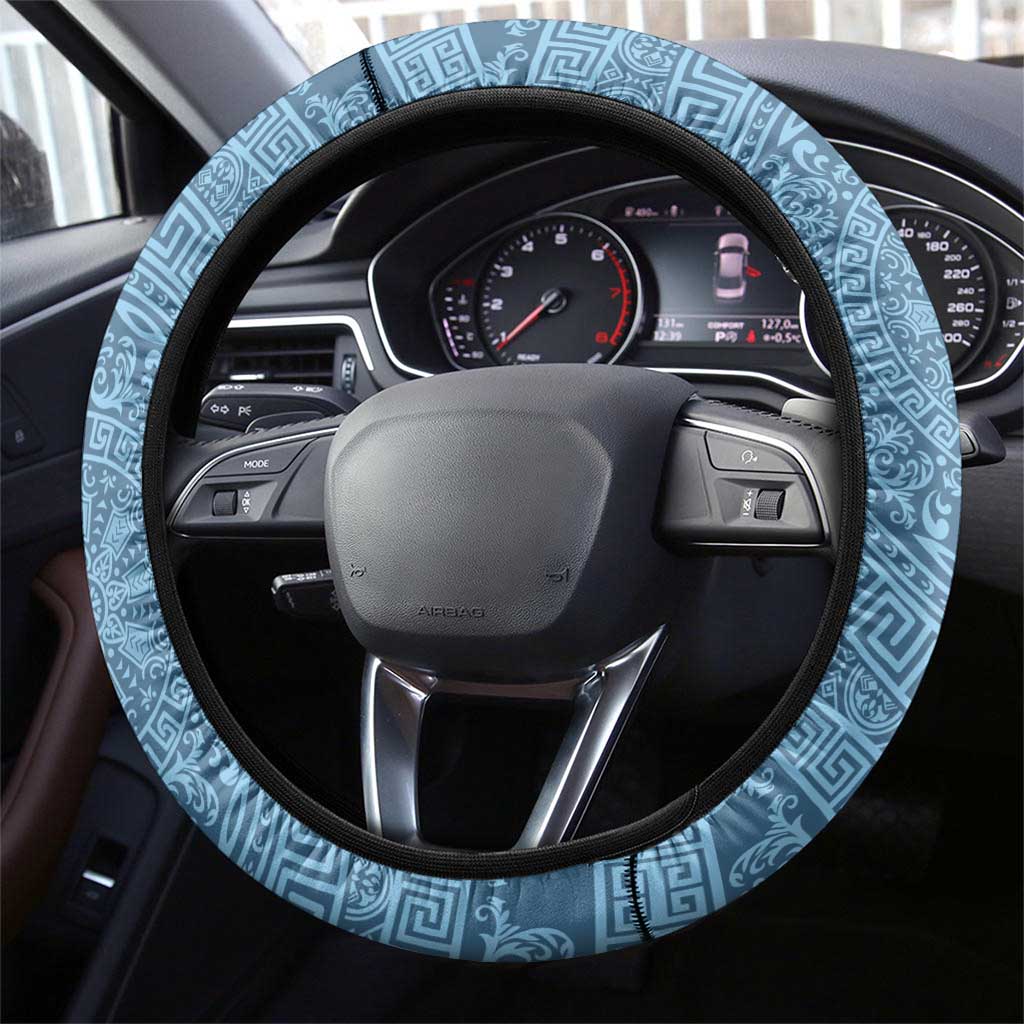Greek Key Pattern Steering Wheel Cover Ancient Meander Geometric Art