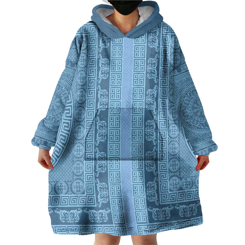 Greek Key Pattern Wearable Blanket Hoodie Ancient Meander Geometric Art