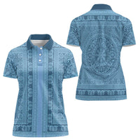 Greek Key Pattern Women Polo Shirt Ancient Meander Geometric Art