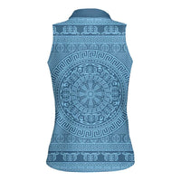 Greek Key Pattern Women Sleeveless Polo Shirt Ancient Meander Geometric Art