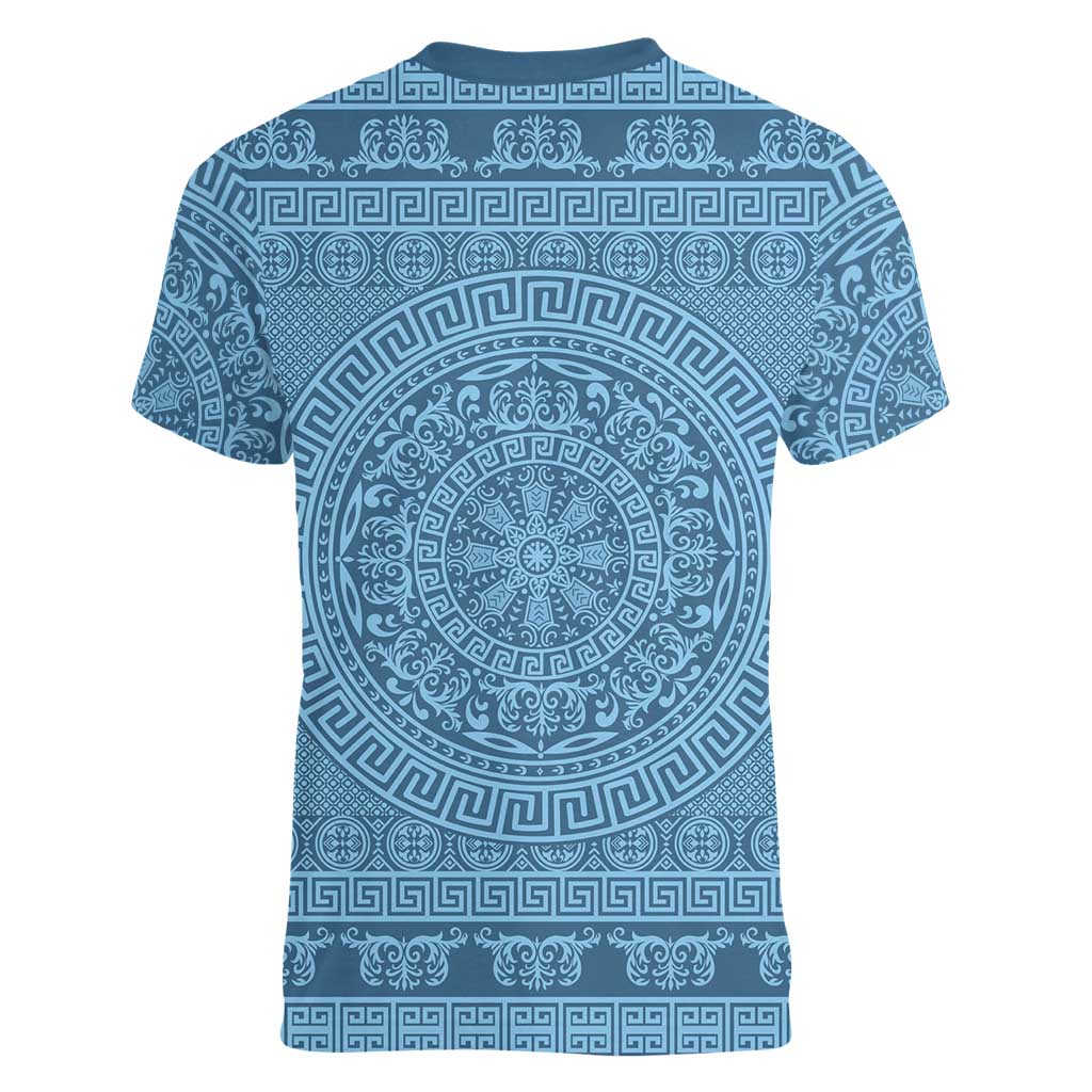 Greek Key Pattern Women V-Neck T-Shirt Ancient Meander Geometric Art
