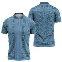 Greek Key Pattern Zipper Polo Shirt Ancient Meander Geometric Art