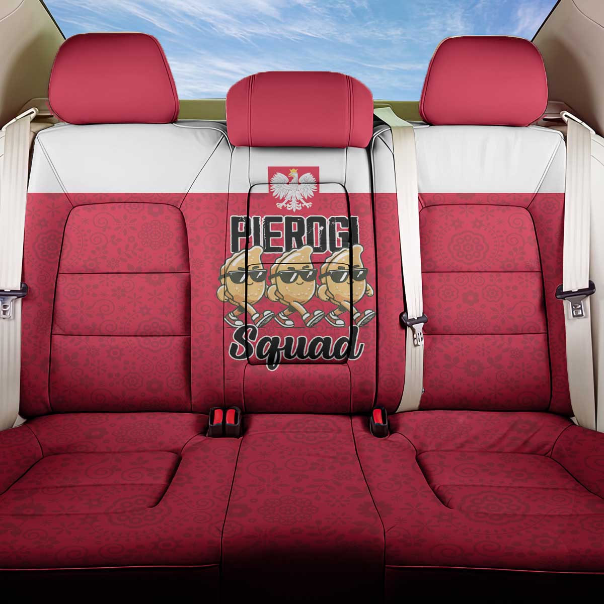 Funny Pierogi Squad Back Car Seat Cover Polish Pride Food Humor