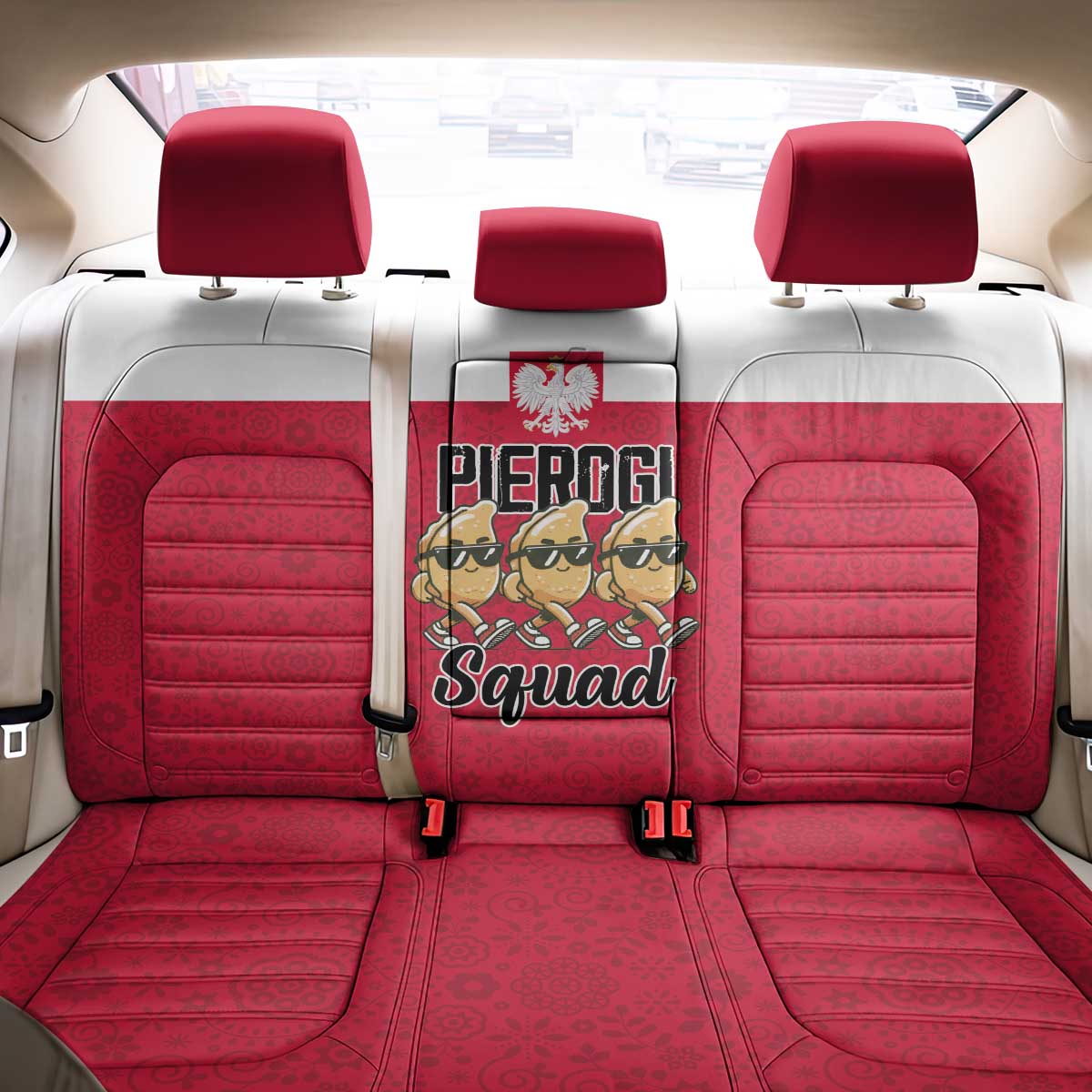 Funny Pierogi Squad Back Car Seat Cover Polish Pride Food Humor