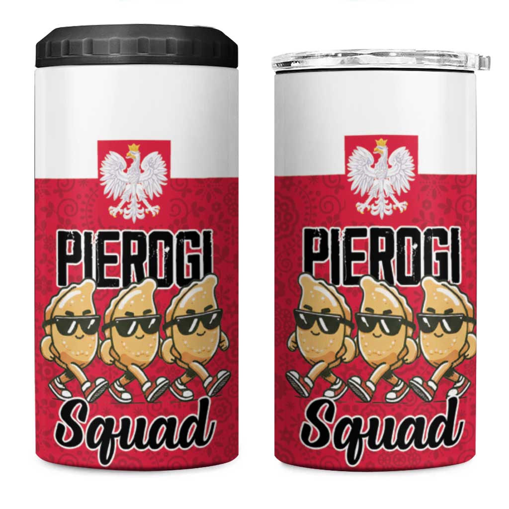 Funny Pierogi Squad 4 in 1 Can Cooler Tumbler Polish Pride Food Humor