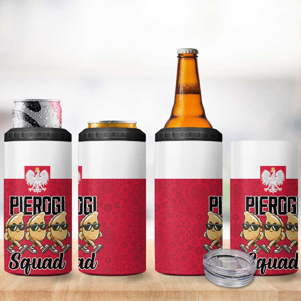 Funny Pierogi Squad 4 in 1 Can Cooler Tumbler Polish Pride Food Humor