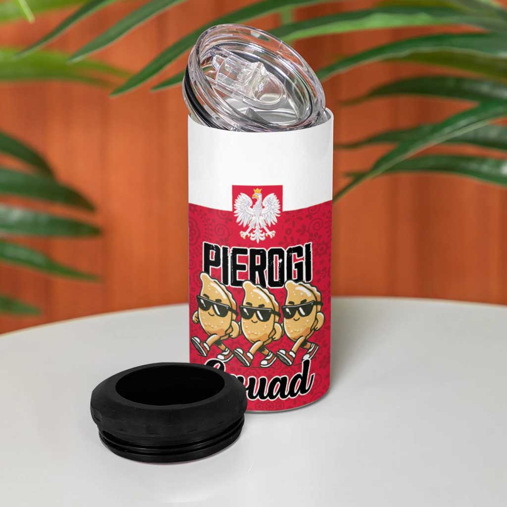 Funny Pierogi Squad 4 in 1 Can Cooler Tumbler Polish Pride Food Humor