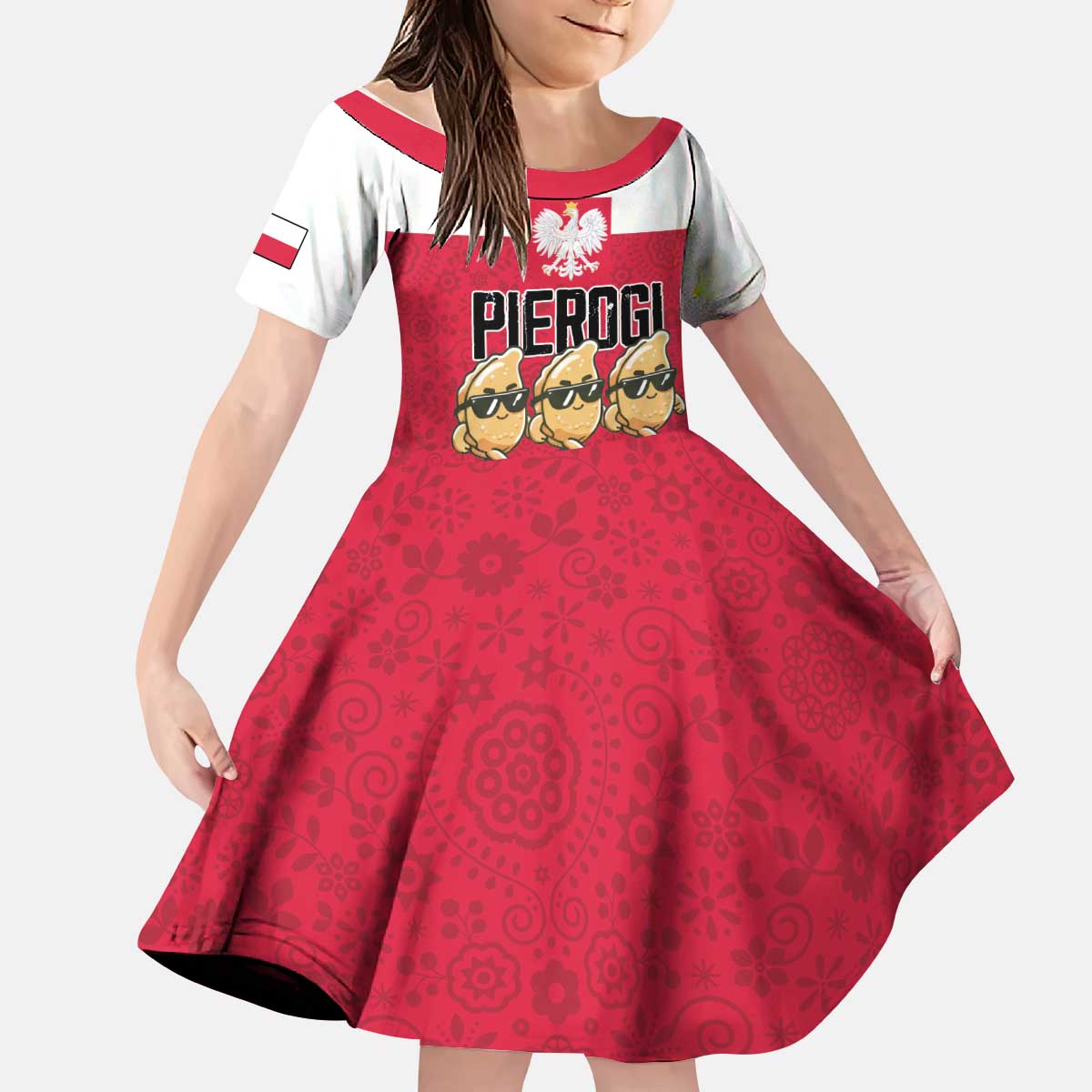 Funny Pierogi Squad Kid Short Sleeve Dress Polish Pride Food Humor