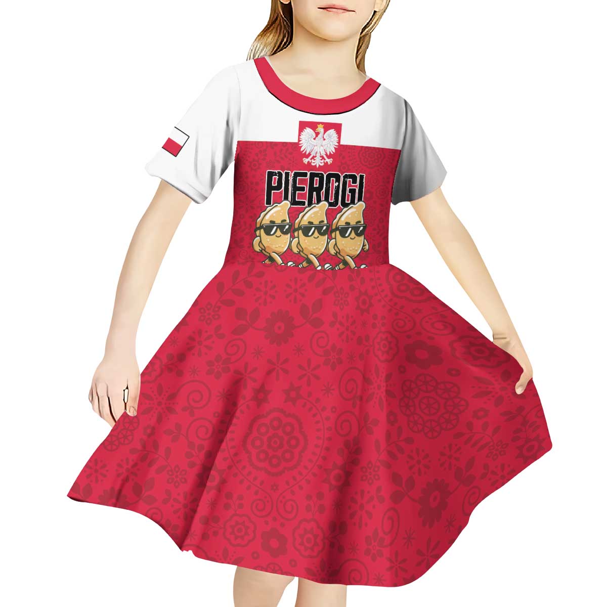 Funny Pierogi Squad Kid Short Sleeve Dress Polish Pride Food Humor