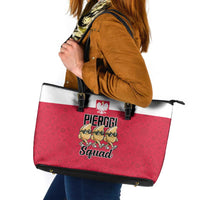 Funny Pierogi Squad Leather Tote Bag Polish Pride Food Humor
