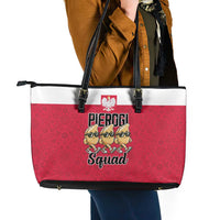Funny Pierogi Squad Leather Tote Bag Polish Pride Food Humor