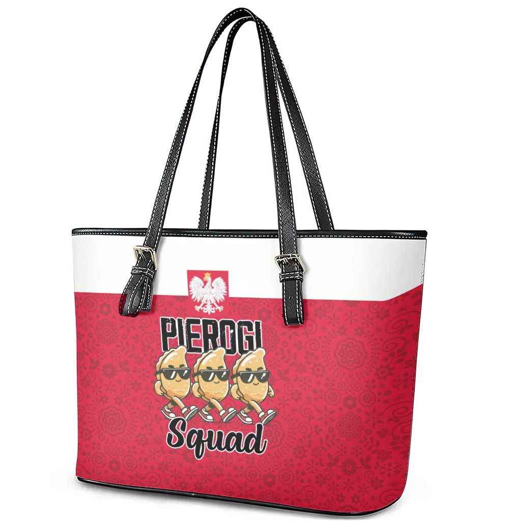 Funny Pierogi Squad Leather Tote Bag Polish Pride Food Humor