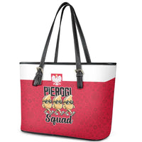 Funny Pierogi Squad Leather Tote Bag Polish Pride Food Humor