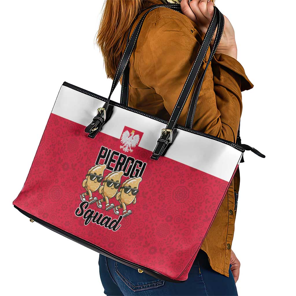 Funny Pierogi Squad Leather Tote Bag Polish Pride Food Humor