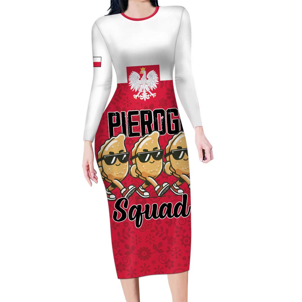 Funny Pierogi Squad Long Sleeve Bodycon Dress Polish Pride Food Humor