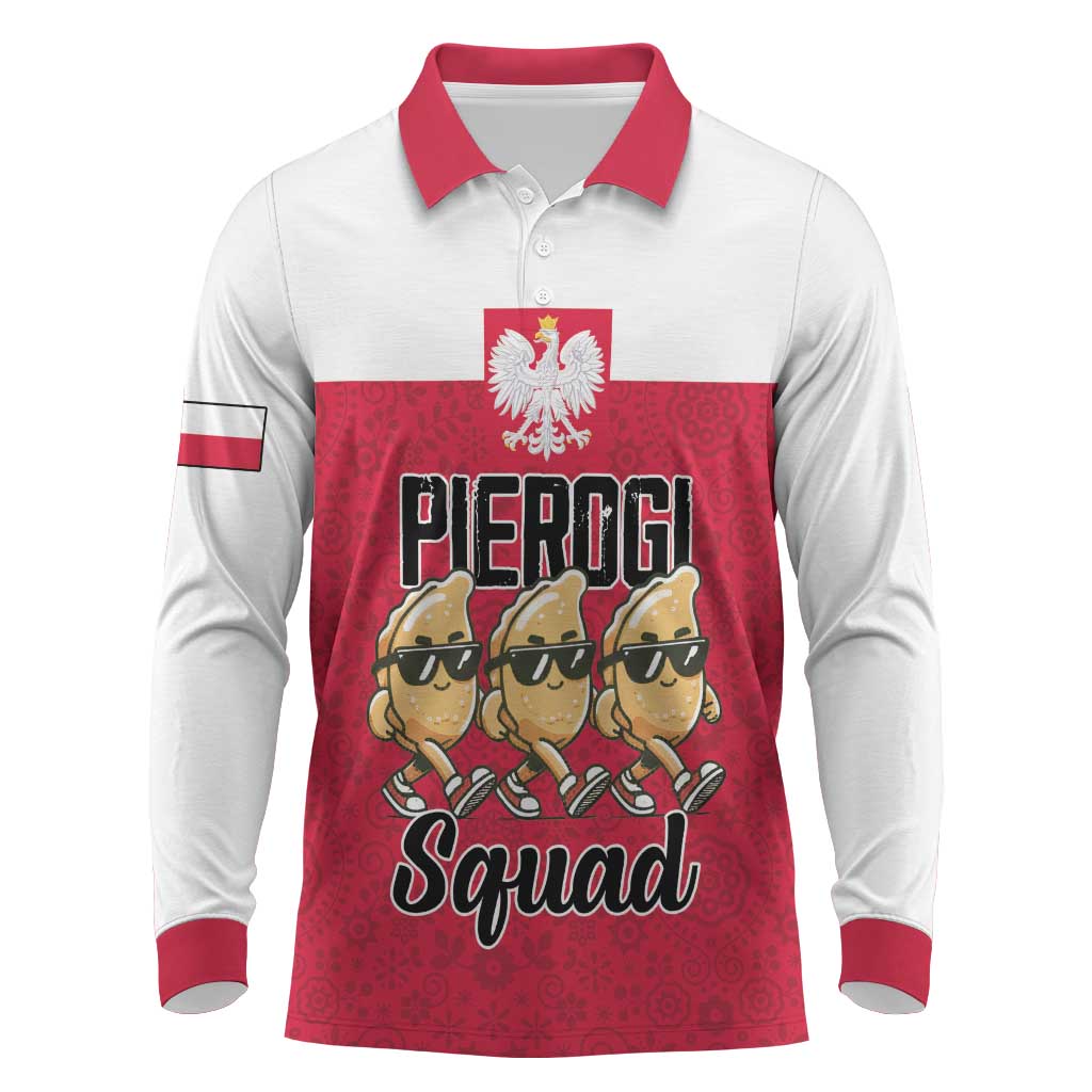 Funny Pierogi Squad Long Sleeve Polo Shirt Polish Pride Food Humor