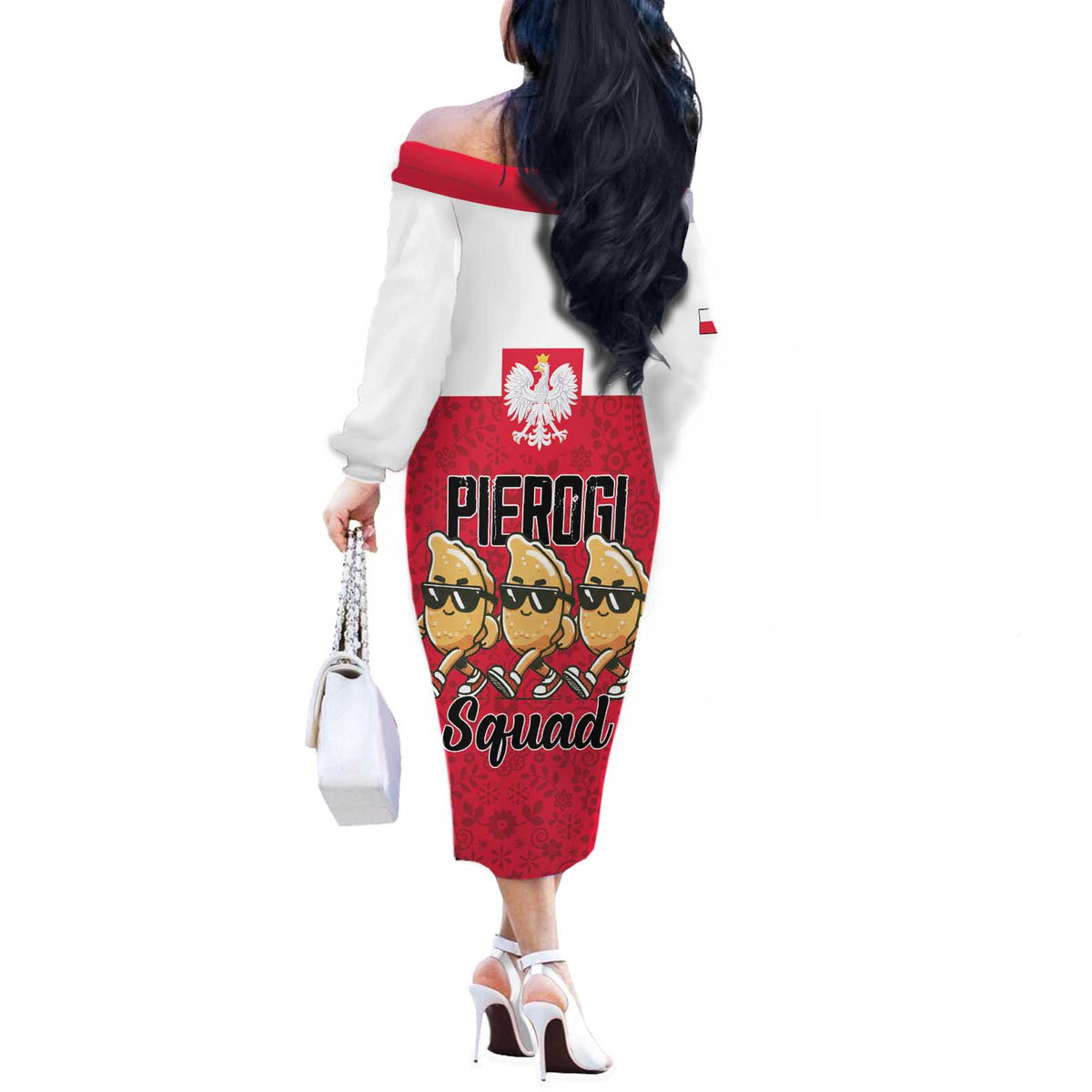 Funny Pierogi Squad Off The Shoulder Long Sleeve Dress Polish Pride Food Humor