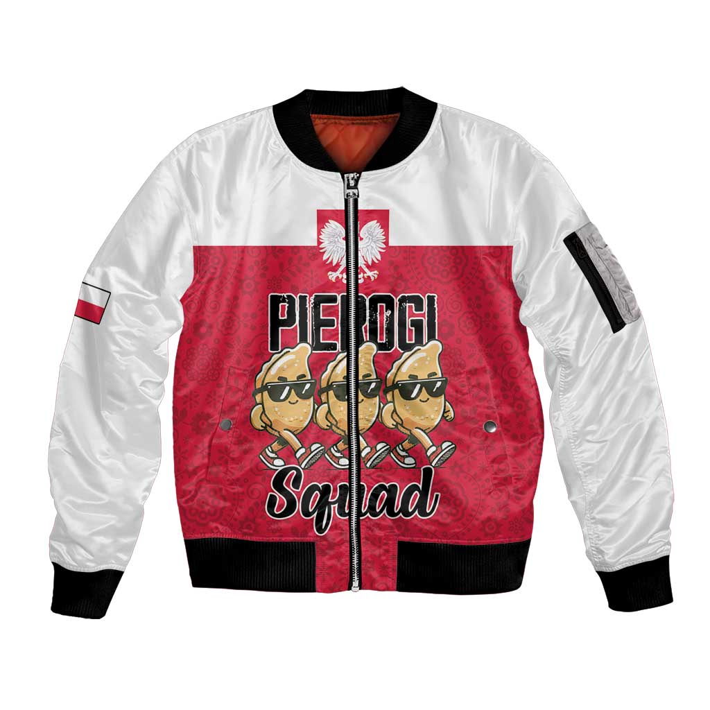 Funny Pierogi Squad Sleeve Zip Bomber Jacket Polish Pride Food Humor