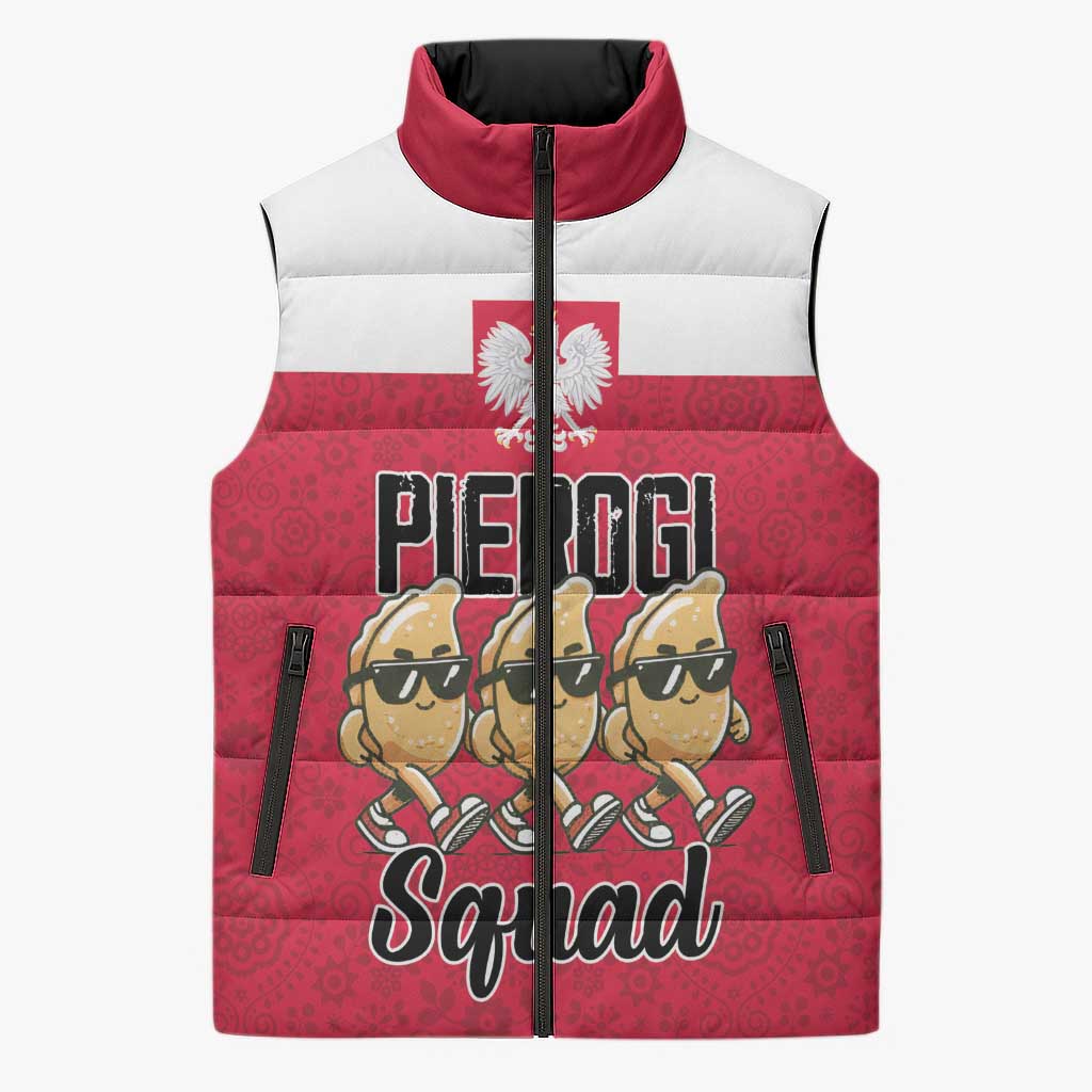Funny Pierogi Squad Sleeveless Puffer Jacket Polish Pride Food Humor