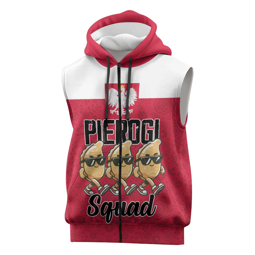 Funny Pierogi Squad Sleeveless Zip Hoodie Polish Pride Food Humor