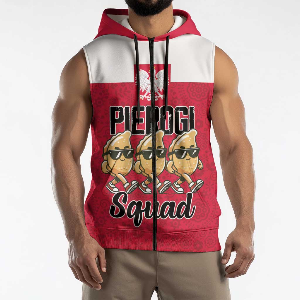 Funny Pierogi Squad Sleeveless Zip Hoodie Polish Pride Food Humor