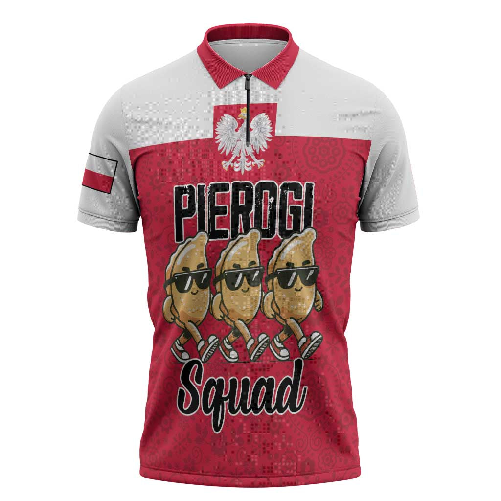 Funny Pierogi Squad Zipper Polo Shirt Polish Pride Food Humor