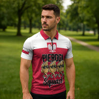 Funny Pierogi Squad Zipper Polo Shirt Polish Pride Food Humor