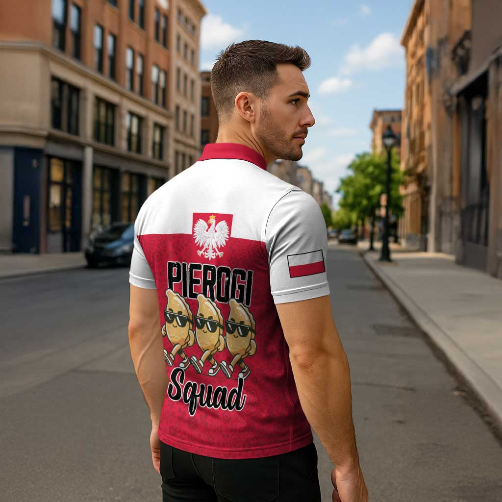 Funny Pierogi Squad Zipper Polo Shirt Polish Pride Food Humor